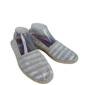 Alex   Alex Tan Silver Shimmer Slip On Espadrilles Loafers Flats Size 40 8.5