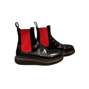 Alexander Mc Queen Womans Platform Leather Chelsea Boots