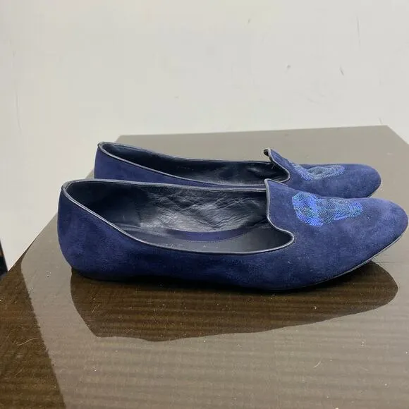 Alexander McQueen Suede Skull Loafers Flats Women's 39 US 9