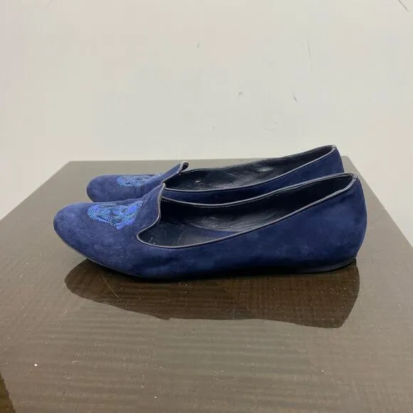 Alexander McQueen Suede Skull Loafers Flats Women's 39 US 9