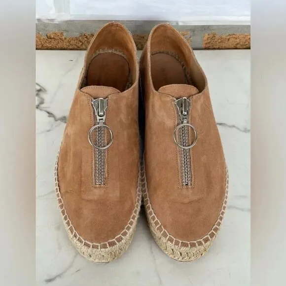 Alexander Wang Tan Devon Suede Espadrille Flats 37