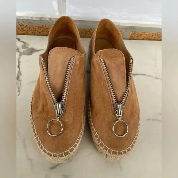 Alexander Wang Tan Devon Suede Espadrille Flats 37