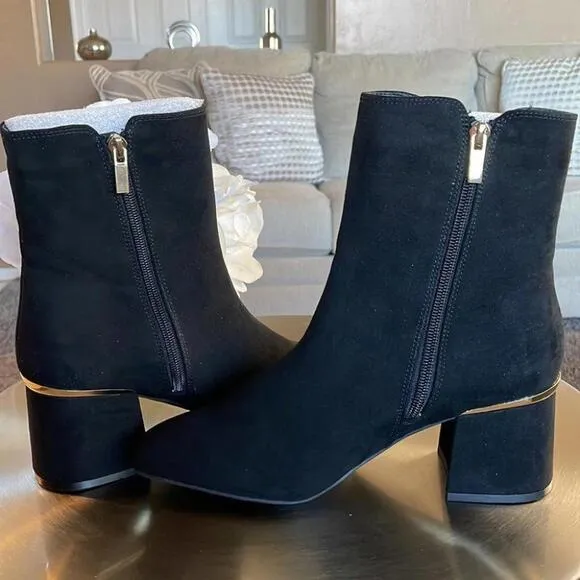 Alfani Women’s Zippered Ankle Boots Black Suede‎ Size 9