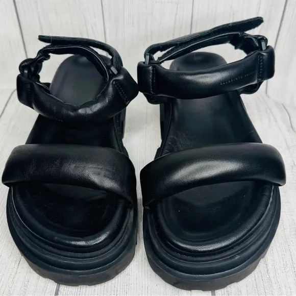 All Saints AllSaints Black Leather Chunky Sandals Size 39