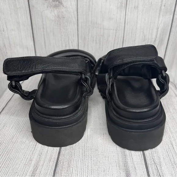 All Saints AllSaints Black Leather Chunky Sandals Size 39