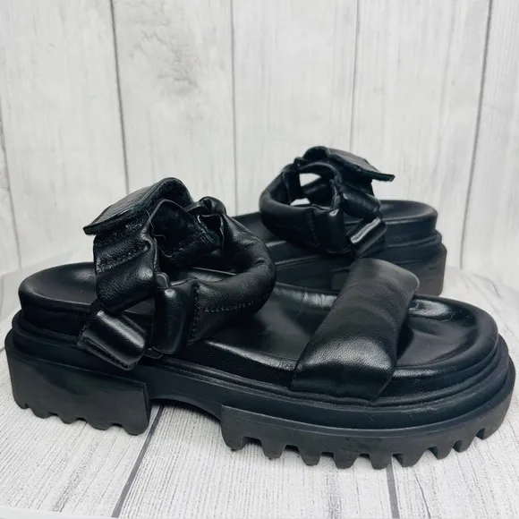 All Saints AllSaints Black Leather Chunky Sandals Size 39