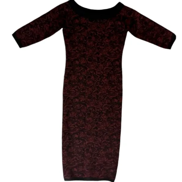 ALL SAINTS BLACK &amp; ROSE  OFF THE SHOULDER SWEATER MIDI BODYCON DRESS SZ L