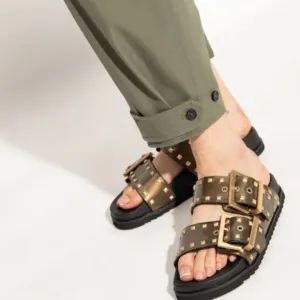 ALL SAINTS Sian STUDDED BIG BUCKLE Leather Sandals size 9
