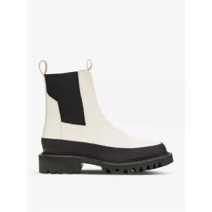 All Saints Women's White Black Pull On Harlee Lug Sole Chelsea Boot Size 39 NWOT