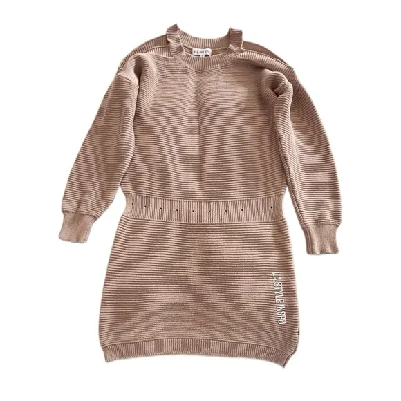 All The Ways Knitted Ribbed Mini Dress Long Sleeved Size Medium