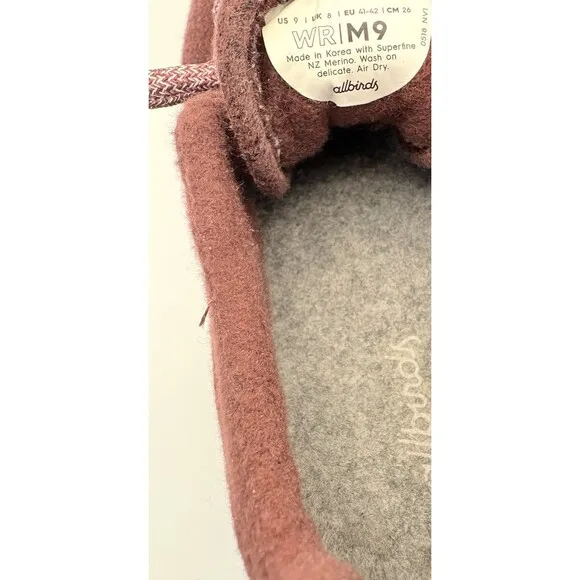 Allbirds Men's Wool Runners Size 9 Hazy Burgundy Running Athletic Sneakers