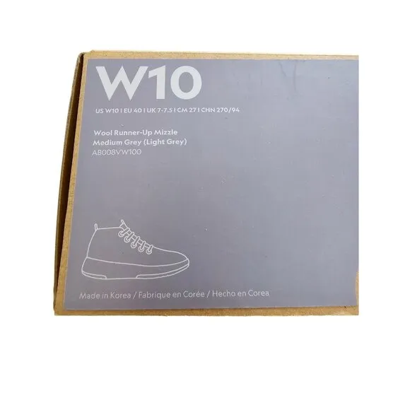 Allbirds Merino Wool Runner-Up Mizzle Sneakers W10 Medium Grey New