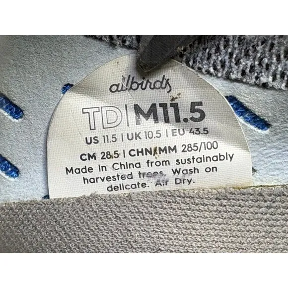 Allbirds TD Tree Dashers Men's Sneakers Running Shoes Size 11.5 Powder Blue