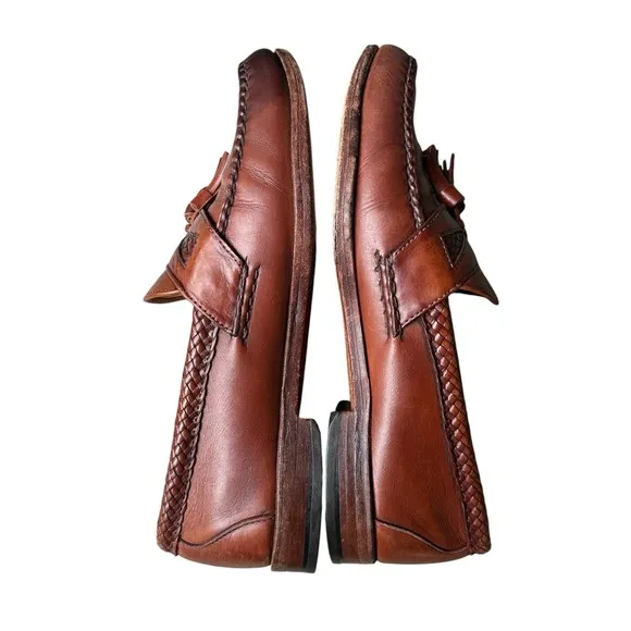 Allen Edmonds Maxfield Loafers Shoes  Men's 9E Brown Leather Penny Tassel Woven