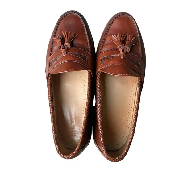 Allen Edmonds Maxfield Loafers Shoes  Men's 9E Brown Leather Penny Tassel Woven