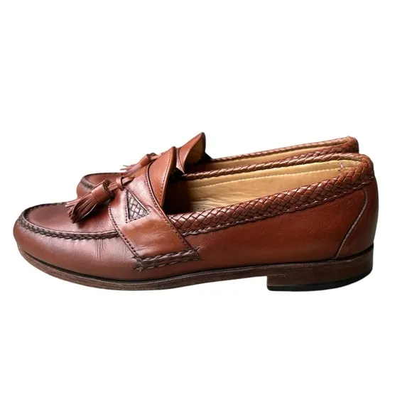 Allen Edmonds Maxfield Loafers Shoes  Men's 9E Brown Leather Penny Tassel Woven