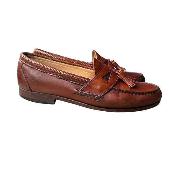 Allen Edmonds Maxfield Loafers Shoes  Men's 9E Brown Leather Penny Tassel Woven