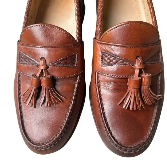 Allen Edmonds Maxfield Loafers Shoes  Men's 9E Brown Leather Penny Tassel Woven