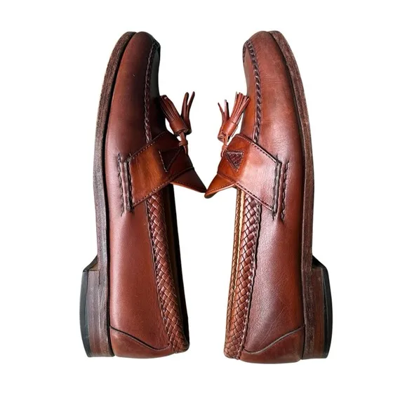 Allen Edmonds Maxfield Loafers Shoes  Men's 9E Brown Leather Penny Tassel Woven