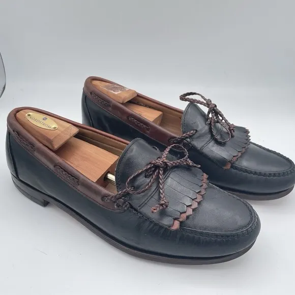 Allen Edmonds Woodstock Loafers Mens‎ Size 12 Black Leather Kiltie Loafers Shoes