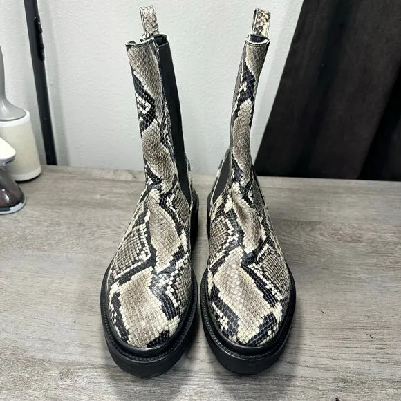 AllSaints Billie Snake Embossed Leather Chelsea Boots Size 40 or 10