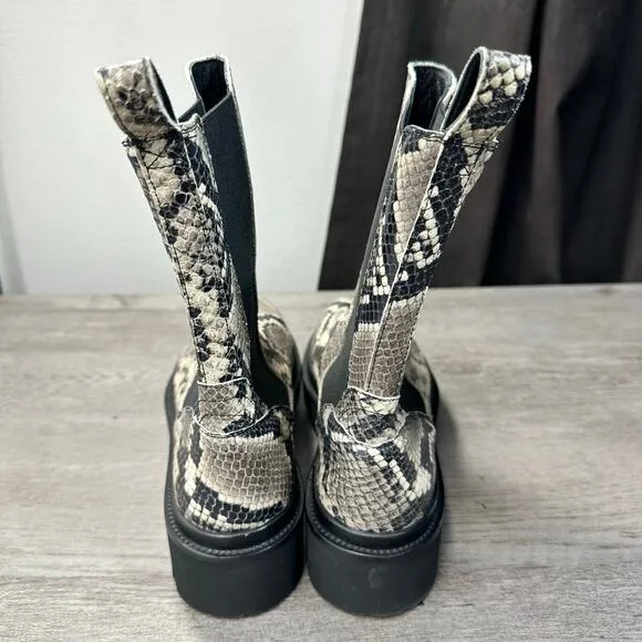AllSaints Billie Snake Embossed Leather Chelsea Boots Size 40 or 10