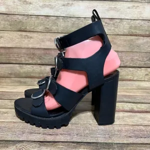 AllSaints Black Leather Osuna Sandals