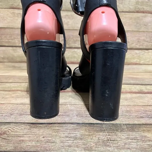 AllSaints Black Leather Osuna Sandals