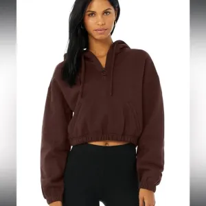 Alo Yoga Cherry Cola Refresh Stadium Half Zip Hoodie, M