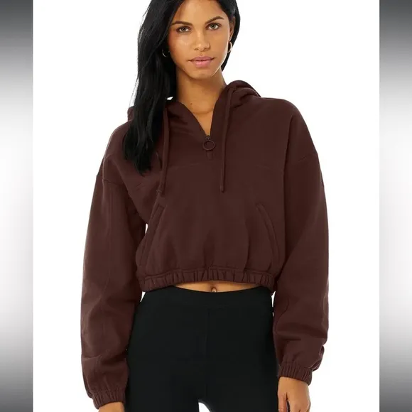 Alo Yoga Cherry Cola Refresh Stadium Half Zip Hoodie, M