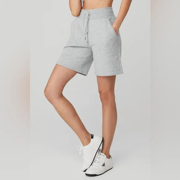 ALO Yoga High-Waist Easy Sweat Short Athletic Heather Grey Size Small