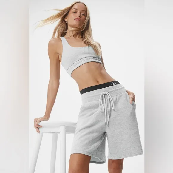 ALO Yoga High-Waist Easy Sweat Short Athletic Heather Grey Size Small
