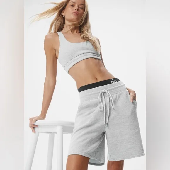 Alo Yoga High-Waist Easy Sweat Short Athletic Heather Grey