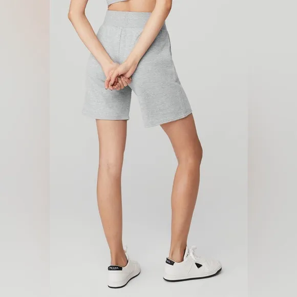 Alo Yoga High-Waist Easy Sweat Short Athletic Heather Grey