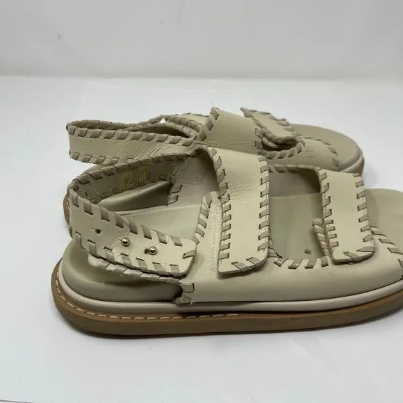 Alohas Barrel Chunky Two-Strap Sandals in Stone sz 41 US 10