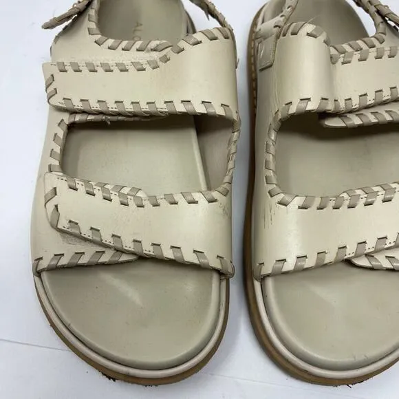 Alohas Barrel Chunky Two-Strap Sandals in Stone sz 41 US 10