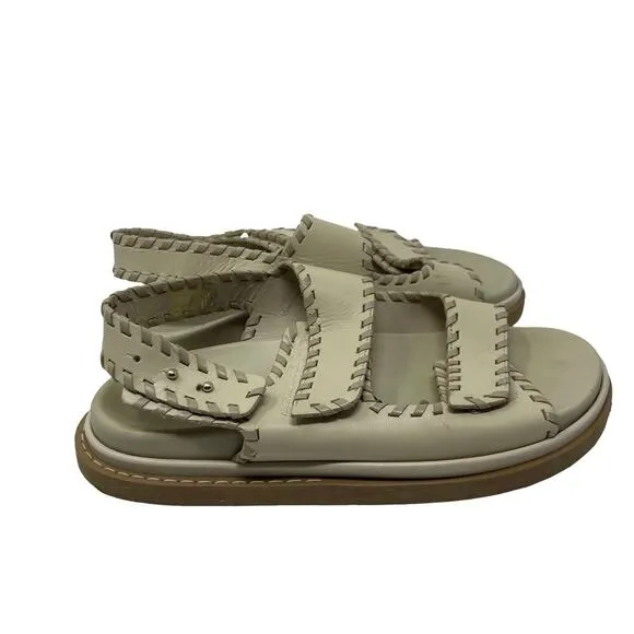 Alohas Barrel Chunky Two-Strap Sandals in Stone sz 41 US 10