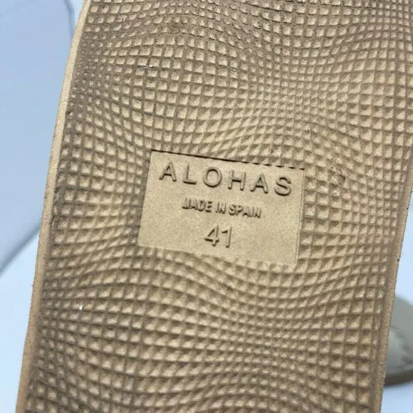 Alohas Barrel Chunky Two-Strap Sandals in Stone sz 41 US 10