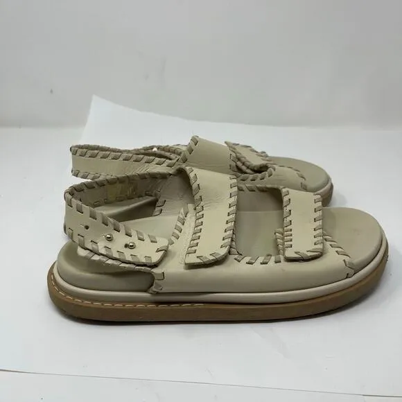 Alohas Barrel Chunky Two-Strap Sandals in Stone sz 41 US 10
