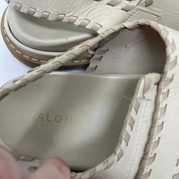 Alohas Barrel Chunky Two-Strap Sandals in Stone sz 41 US 10
