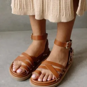 ALOHAS Buckle Up Sandals in Tan