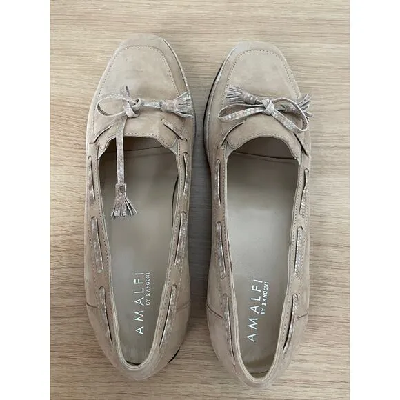 Amalfi Rangoni Suede Leather and Snake Italy Tassels Loafers Shoes