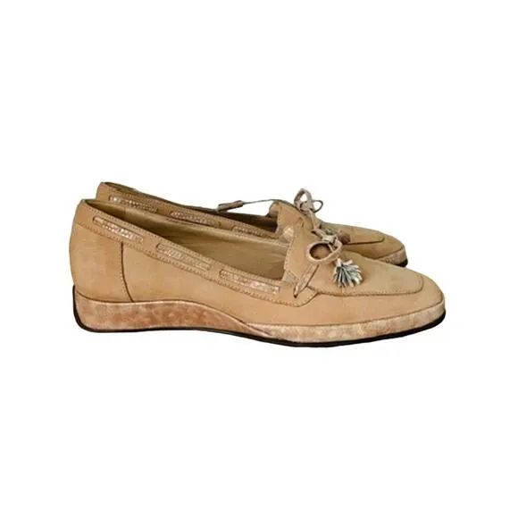 Amalfi Rangoni Suede Leather and Snake Italy Tassels Loafers Shoes