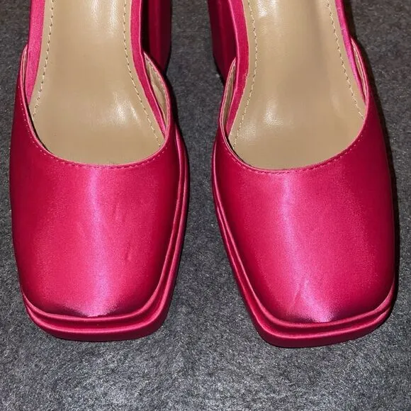 amiuwen Women Platform Pump Sandals,5&quot; Chunky Block Heel, Missing the strap
