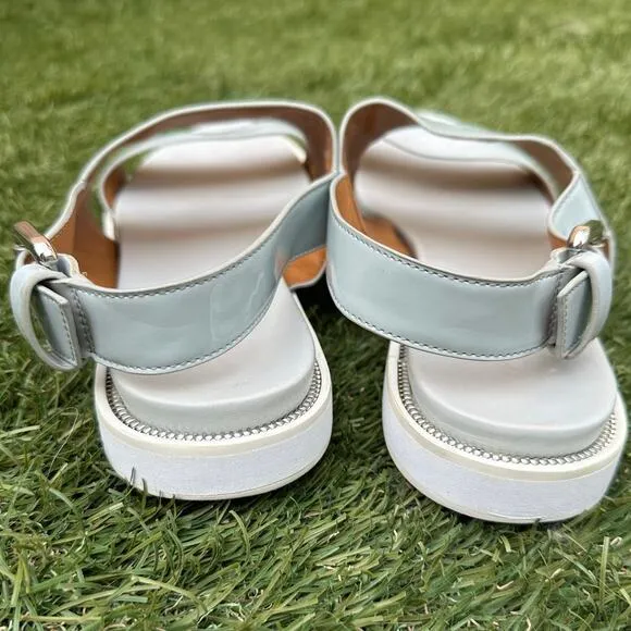 &amp; Other Stories Raw Edge Leather Double Strap Buckle Sling Back Sandals Size 10