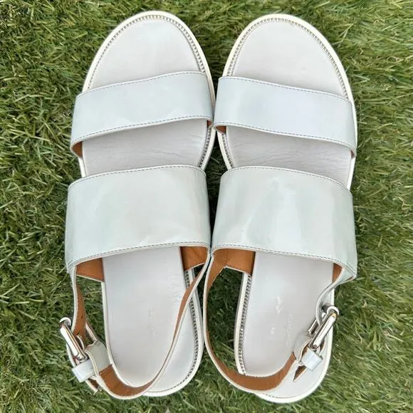 &amp; Other Stories Raw Edge Leather Double Strap Buckle Sling Back Sandals Size 10