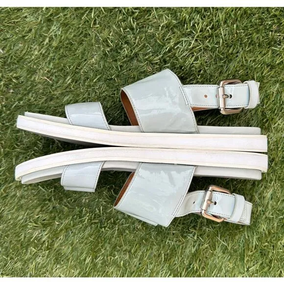 &amp; Other Stories Raw Edge Leather Double Strap Buckle Sling Back Sandals Size 10