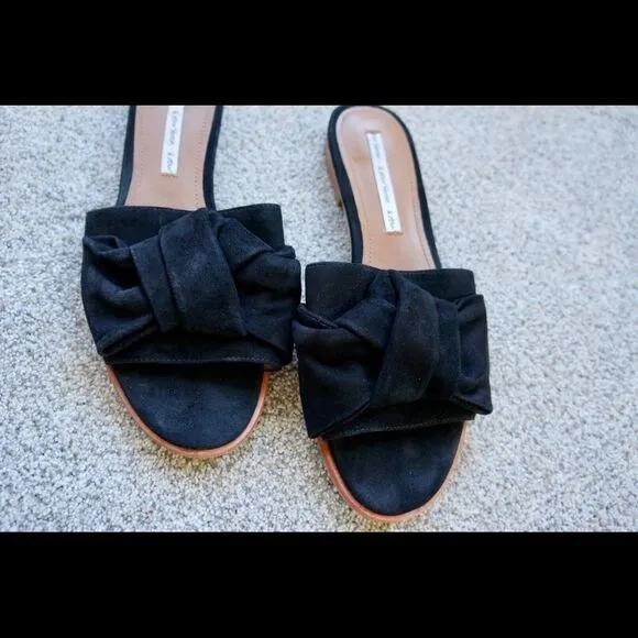 &amp; Other Stories Black Suede Flats size 8 Bow Tie