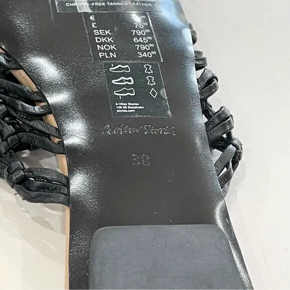 &amp; Other Stories Leather Sandals, Black, Size 7.5