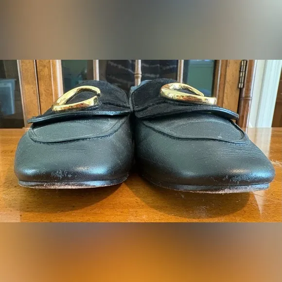 &quot;C&quot; Chloe black leather/suede flats. Size 39
